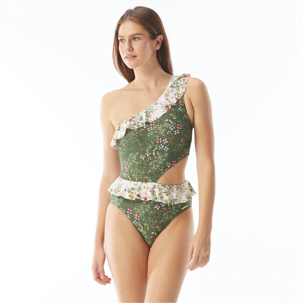Floral One-Shoulder Swimsuit